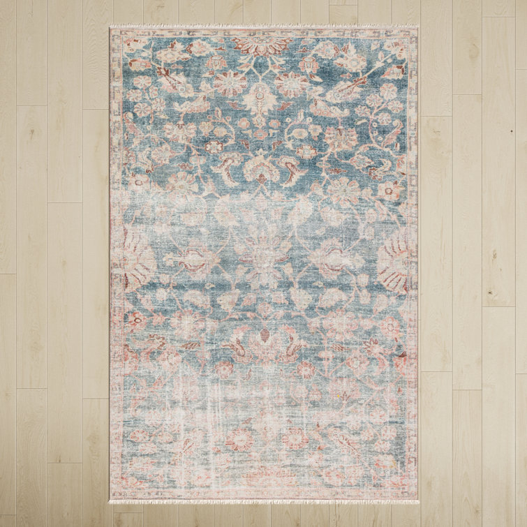 Faye Dark Teal/Beige Rug Birch Lane